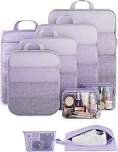 Veken 9 Set Compression Packing Cubes(Light Purple) - aborderproducts
