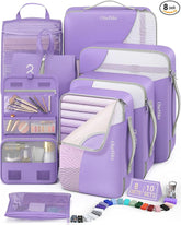 8 Set Packing Cubes for Travel, Gifts for Women Mom,Anti-Tearing Suitcase Organizer for Luggage with Shoe & Hanging Toiletry Bag,OlarHike Vacation Essentials & Accessories for Cruise Ship,Purple - aborderproducts