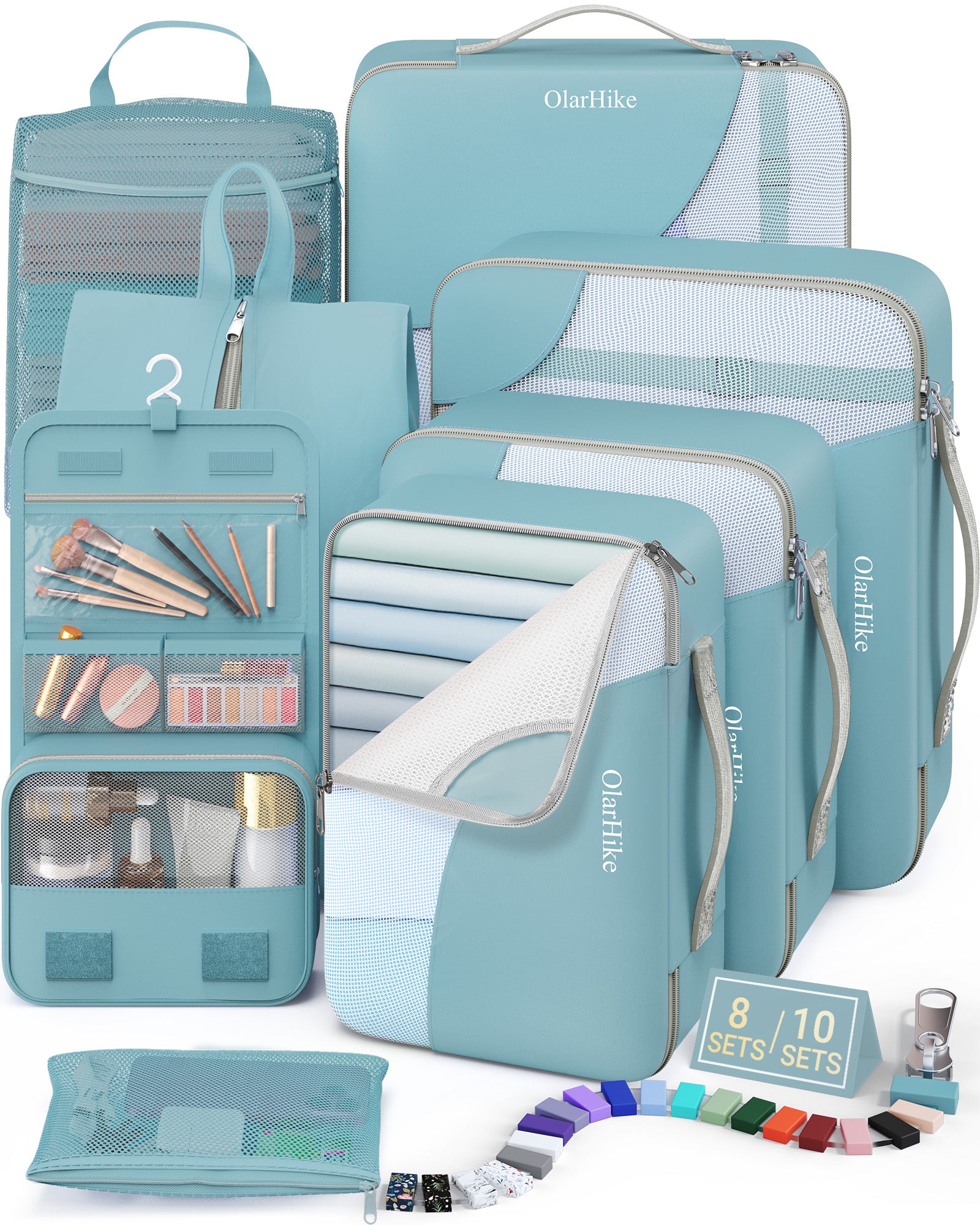 OlarHike | Packing Cubes | 8 Set (Short-Term Trip) | Blue Gray - aborderproducts