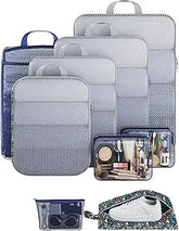 Veken 9 Set Compression Packing Cubes(Dark Blue Floral) - aborderproducts
