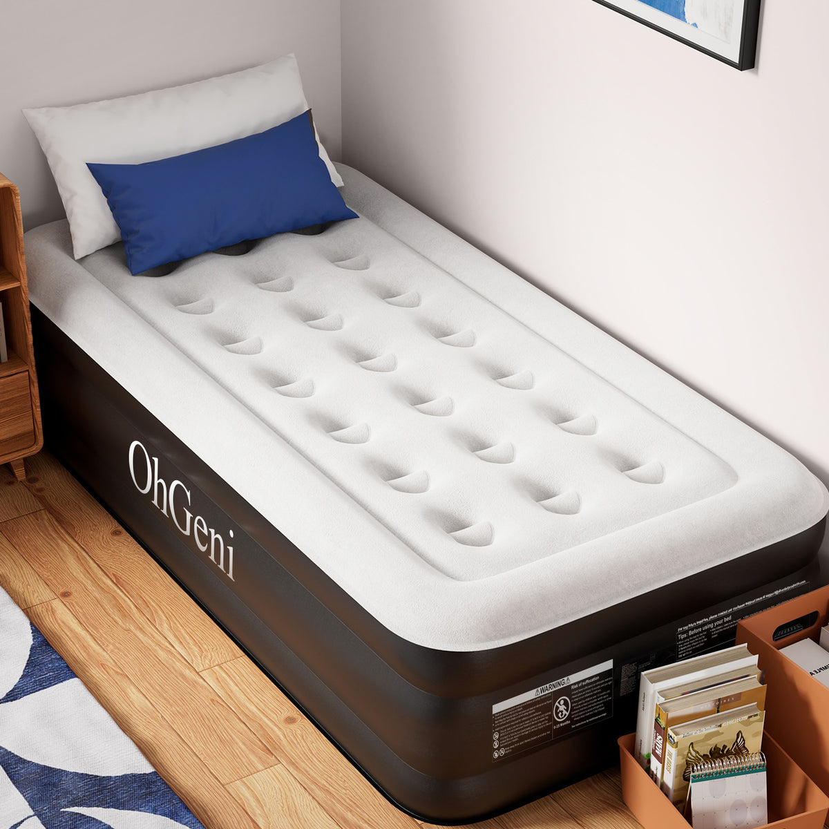 OhGeni | Air Mattress | 18" | Twin | Black - aborderproducts