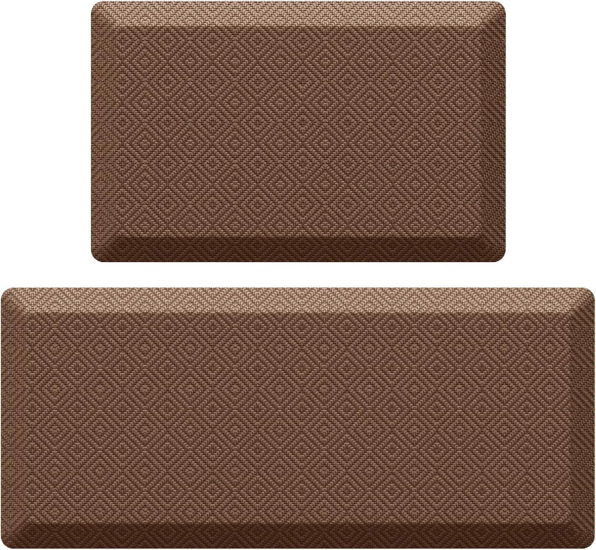 Ophanie | Anti Fatigue Cushioned Mat | 2 Pack | 20"x 32" + 20"x 48"| Brown - aborderproducts