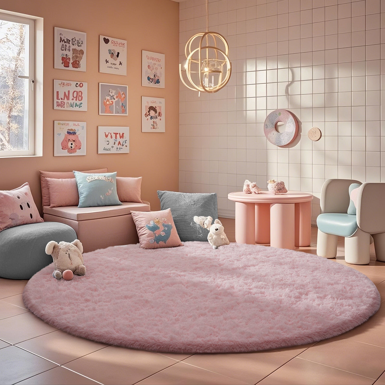 Ophanie | Round Rug | 7 Ft | Pink - aborderproducts