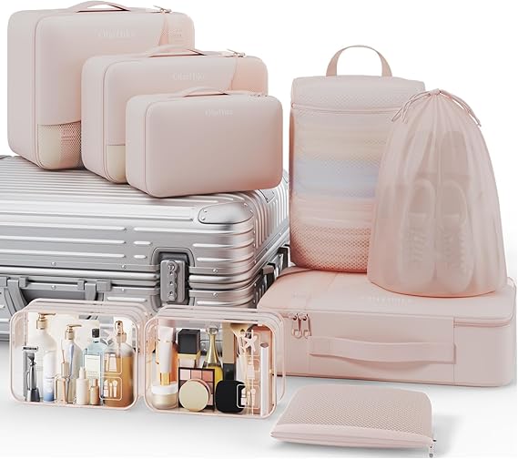 OlarHike Travel Makeup Organizer M3V1 (4+5) 9-Piece Set Beige - aborderproducts