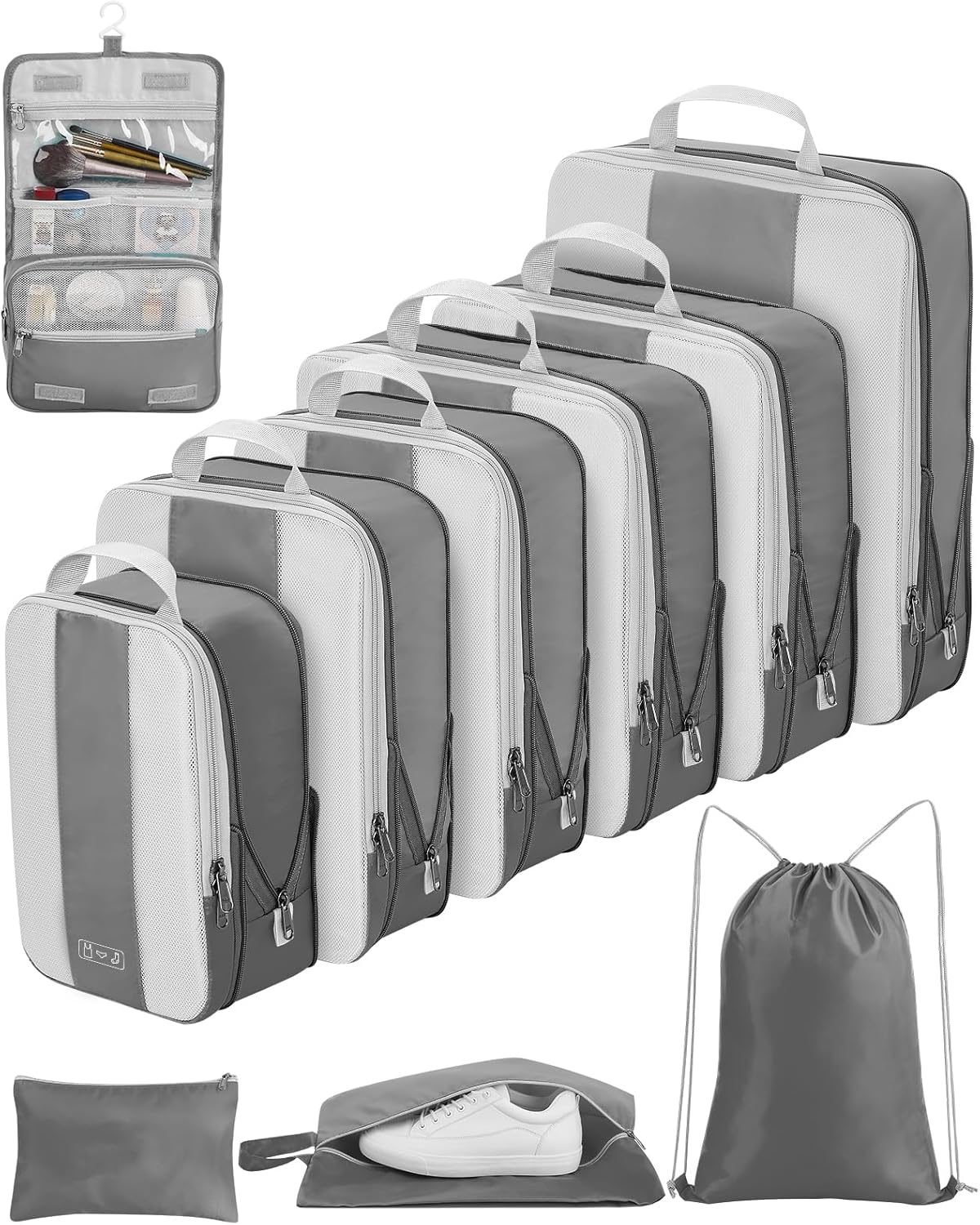 OlarHike | Compression Packing Cubes | 10 Sets | Grey - aborderproducts