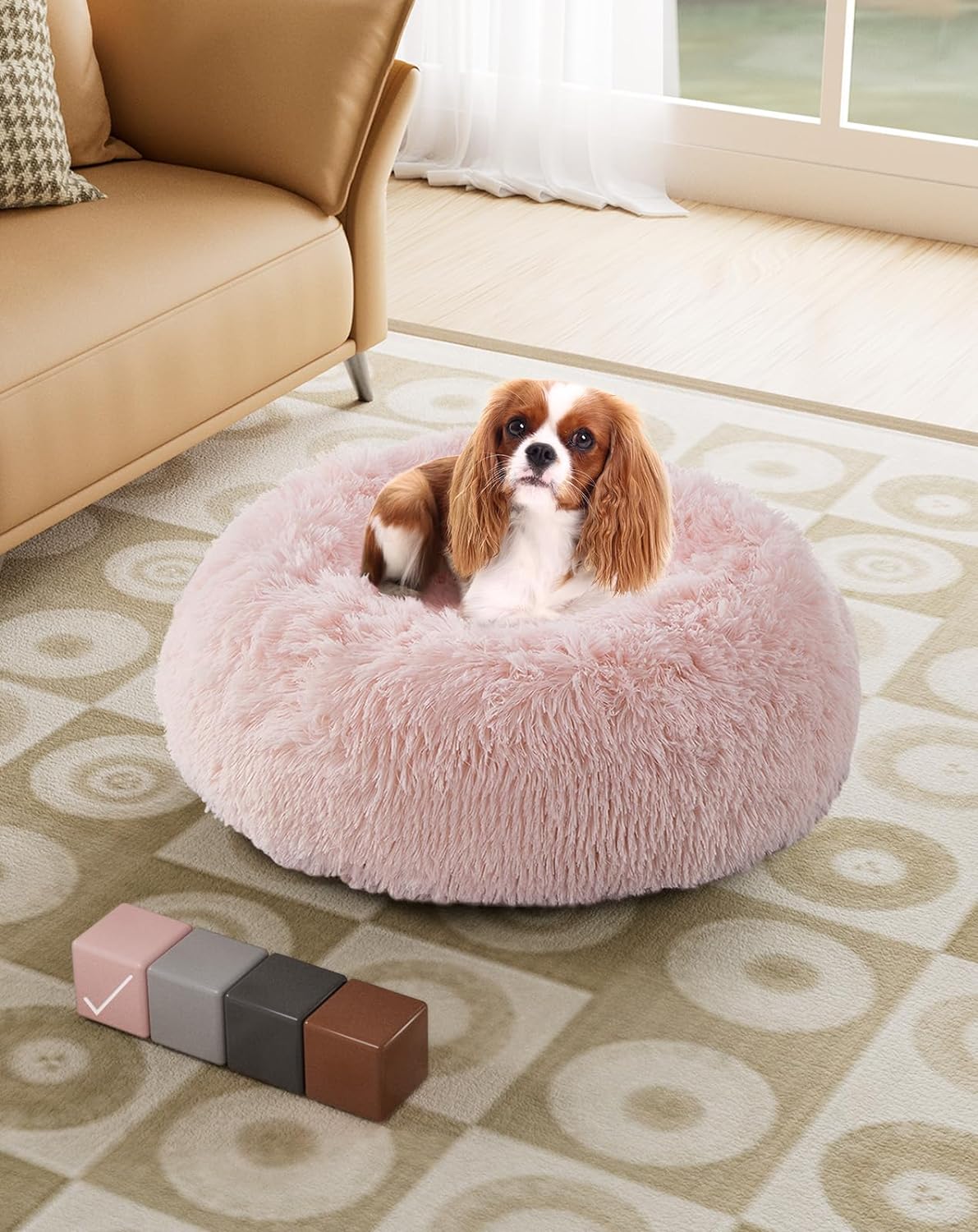 Calming Donut Bed for Dogs and Cats| Small (20 x 20 x 6.5 Inch)|Pink|OhGeni - aborderproducts