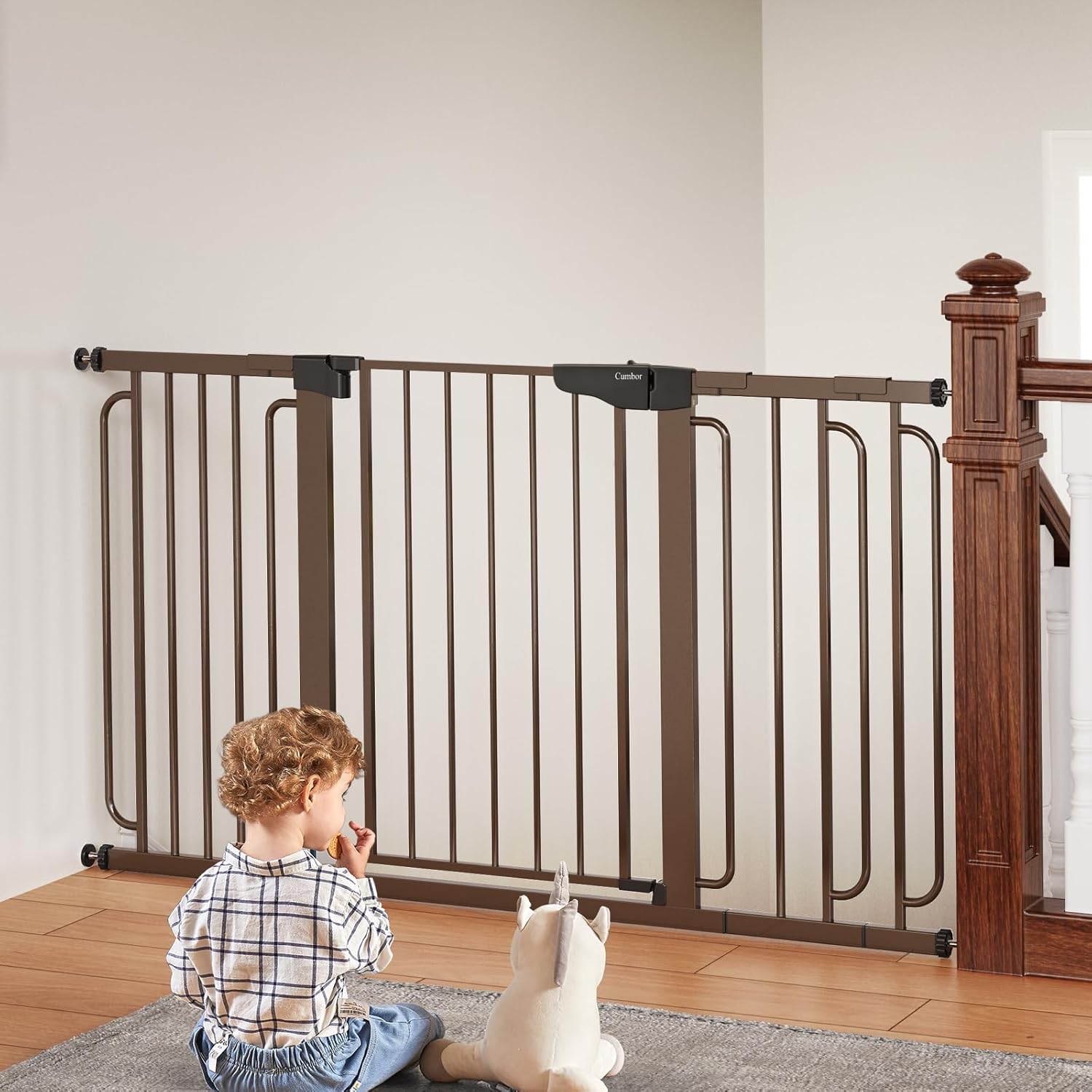 Cumbor | Safety Gate | 57"W x 30.5"H | Brown - aborderproducts