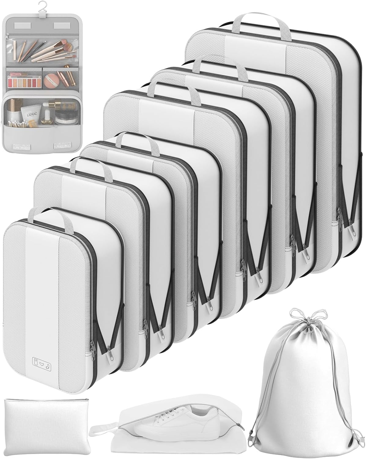OlarHike | Compression Packing Cubes | 10 Sets | White - aborderproducts