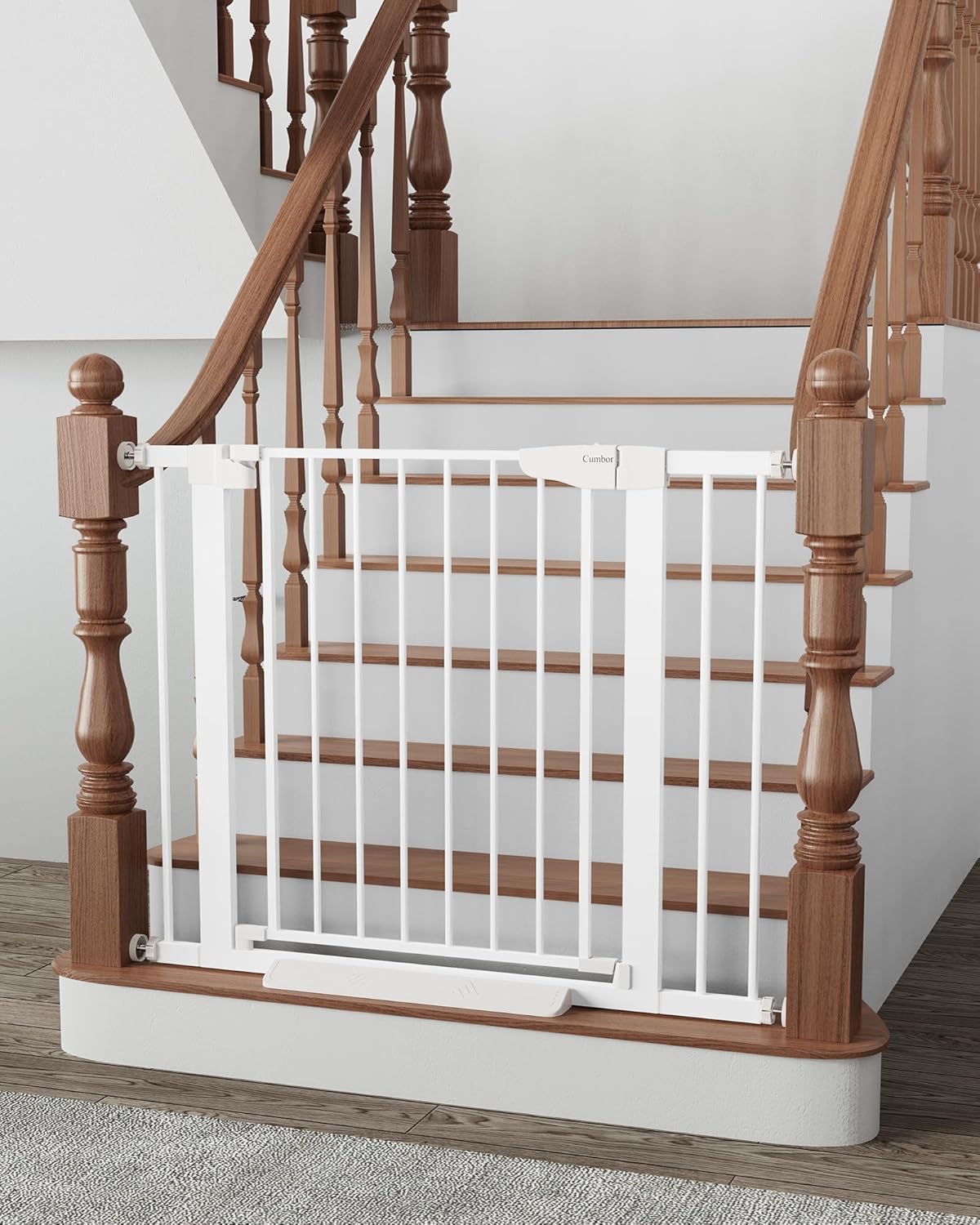 Cumbor Baby Gate | Dog Gate | 29.7-40.6" x 30.5"H | White - aborderproducts