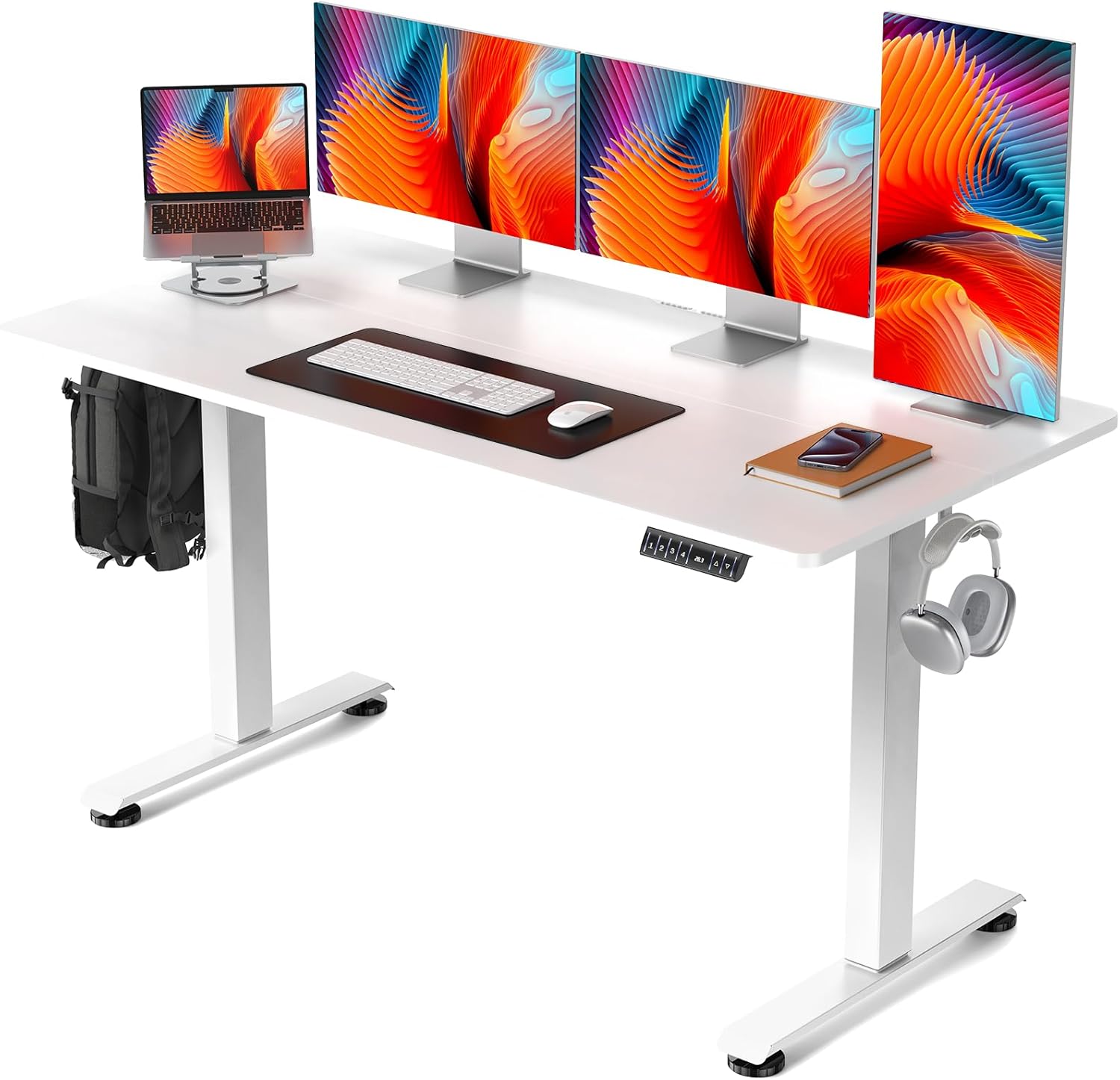 Veken | A2 Electric Standing Desk | 55 Inch | White - aborderproducts