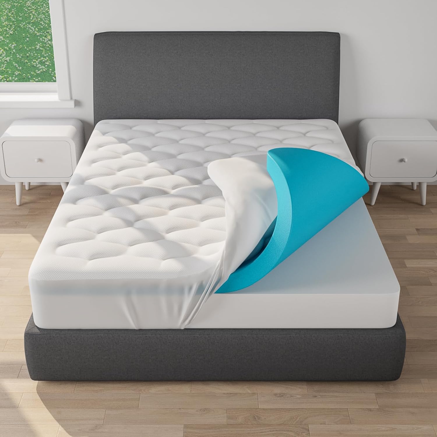 OhGeni | 4 Inch King Dual Layer Mattress Topper| Medium - aborderproducts