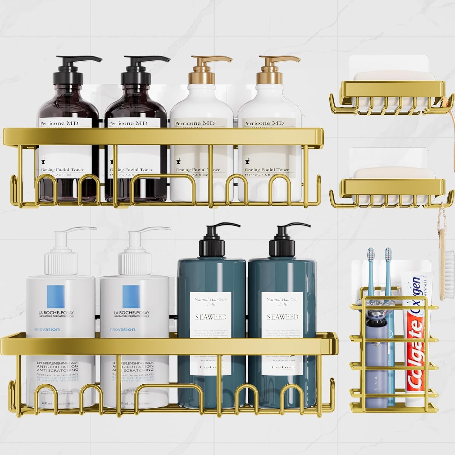 Veken | Shower Caddy | 5-Pack | Gold - aborderproducts