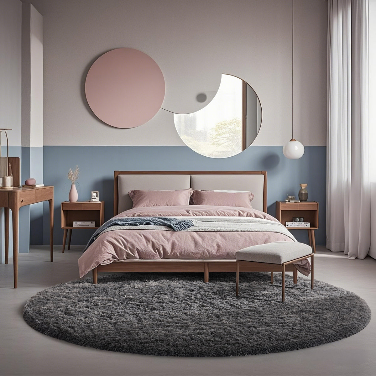 Ophanie | Round Rug | 6 Ft | Grey - aborderproducts