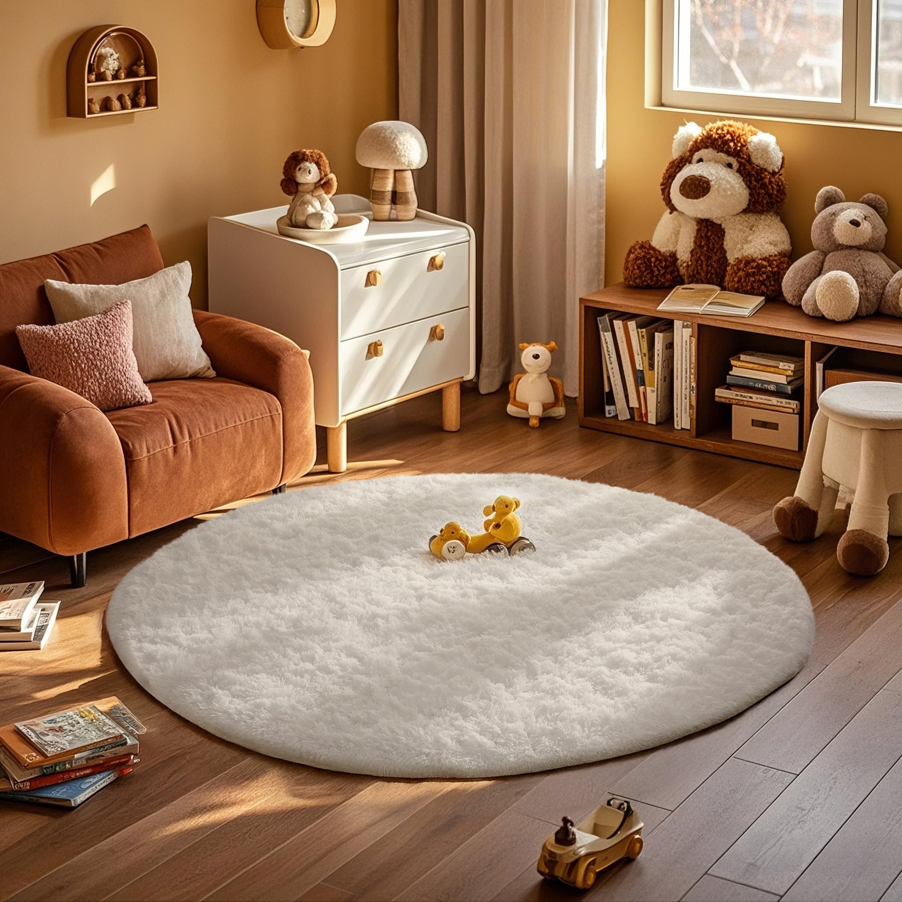 Ophanie | Round Rug | 6 Ft | White - aborderproducts