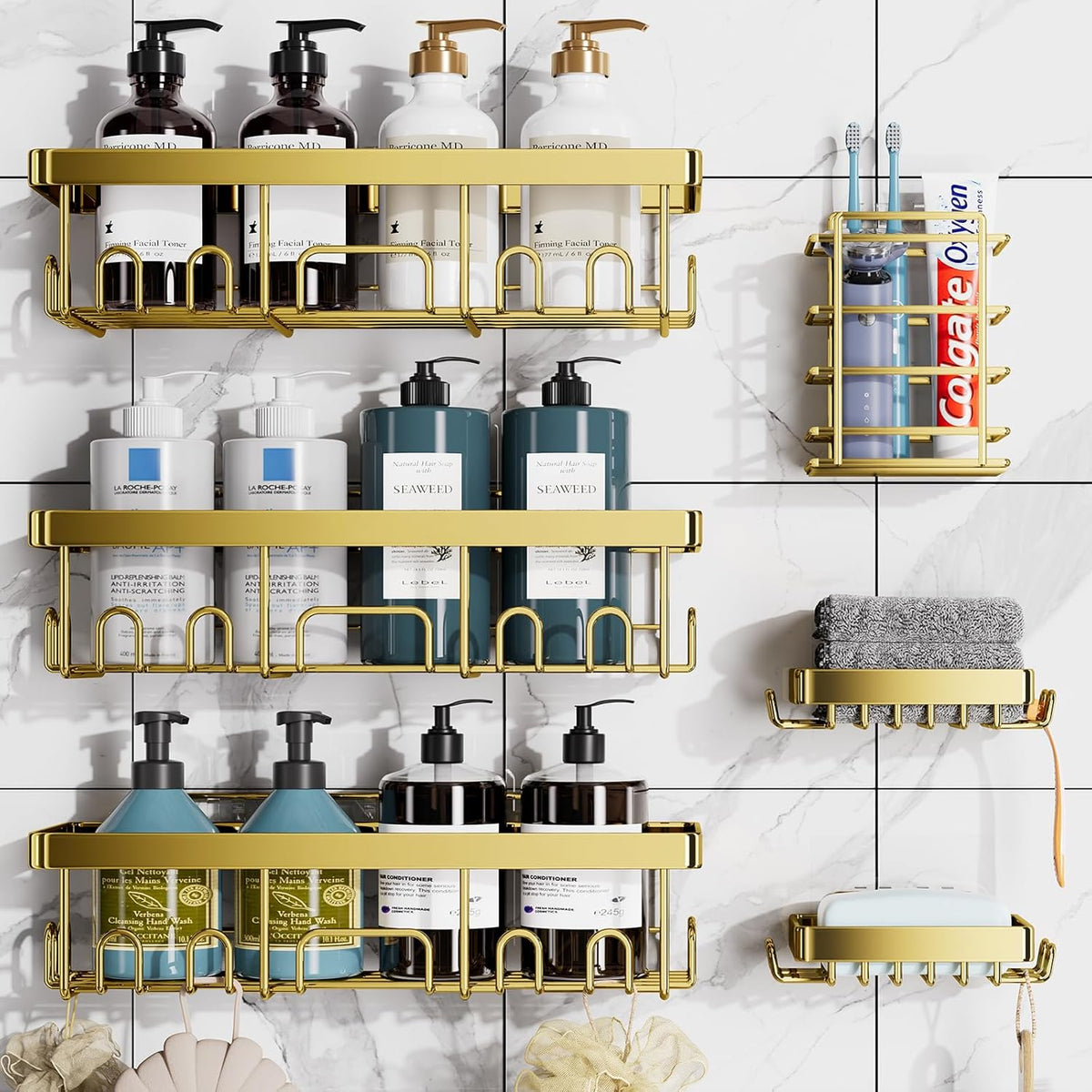 Veken | Shower Caddy | 6-Pack| Gold - aborderproducts