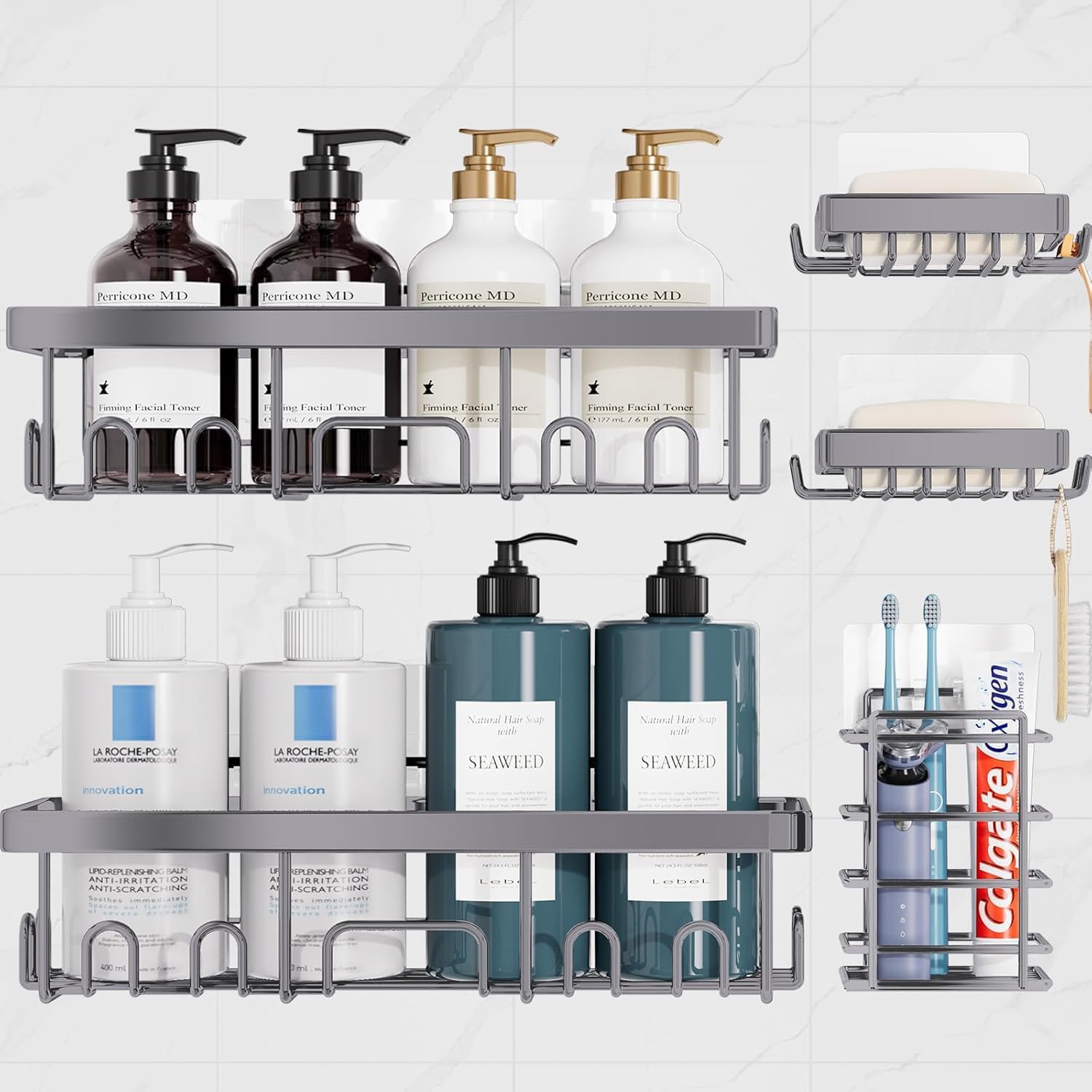 Veken | Shower Caddy | 5-Pack | Gray - aborderproducts