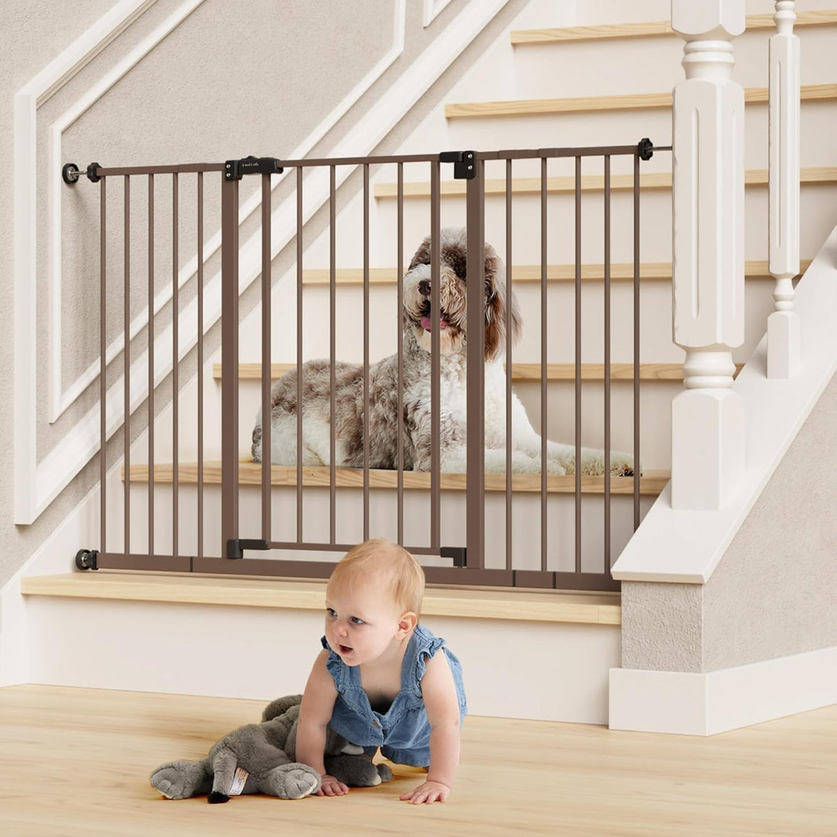 InnoTruth | Baby Gate | 28.9-49"W x 30"H | Brown - aborderproducts