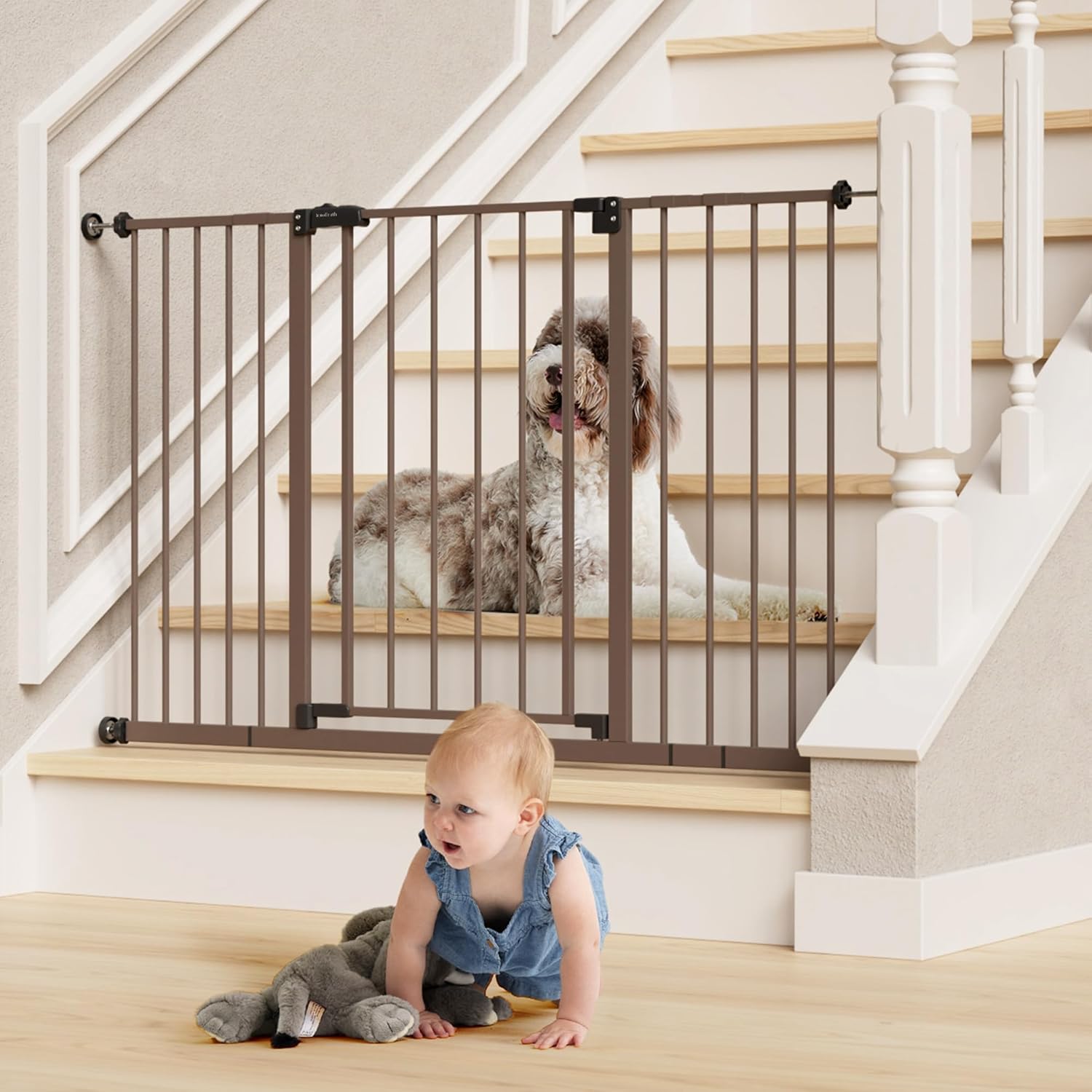 InnoTruth | Baby Gate | 28.9-49"W x 30"H | Brown - aborderproducts