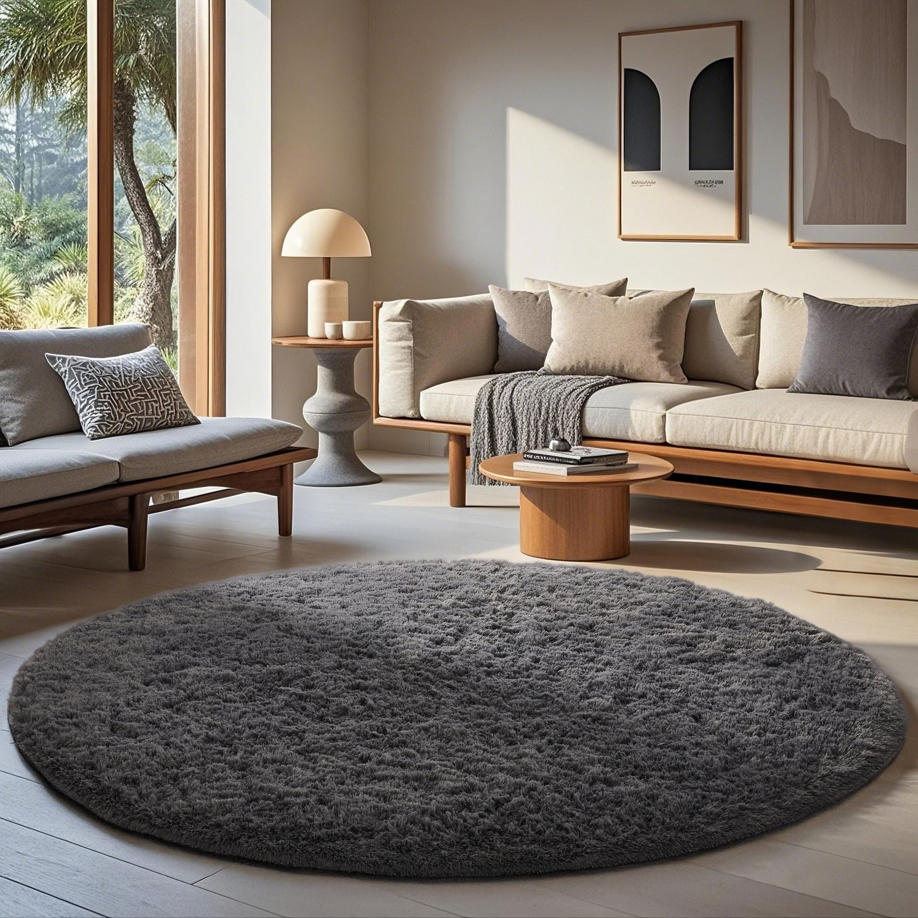Ophanie | Round Rug | 7 Ft | Grey - aborderproducts