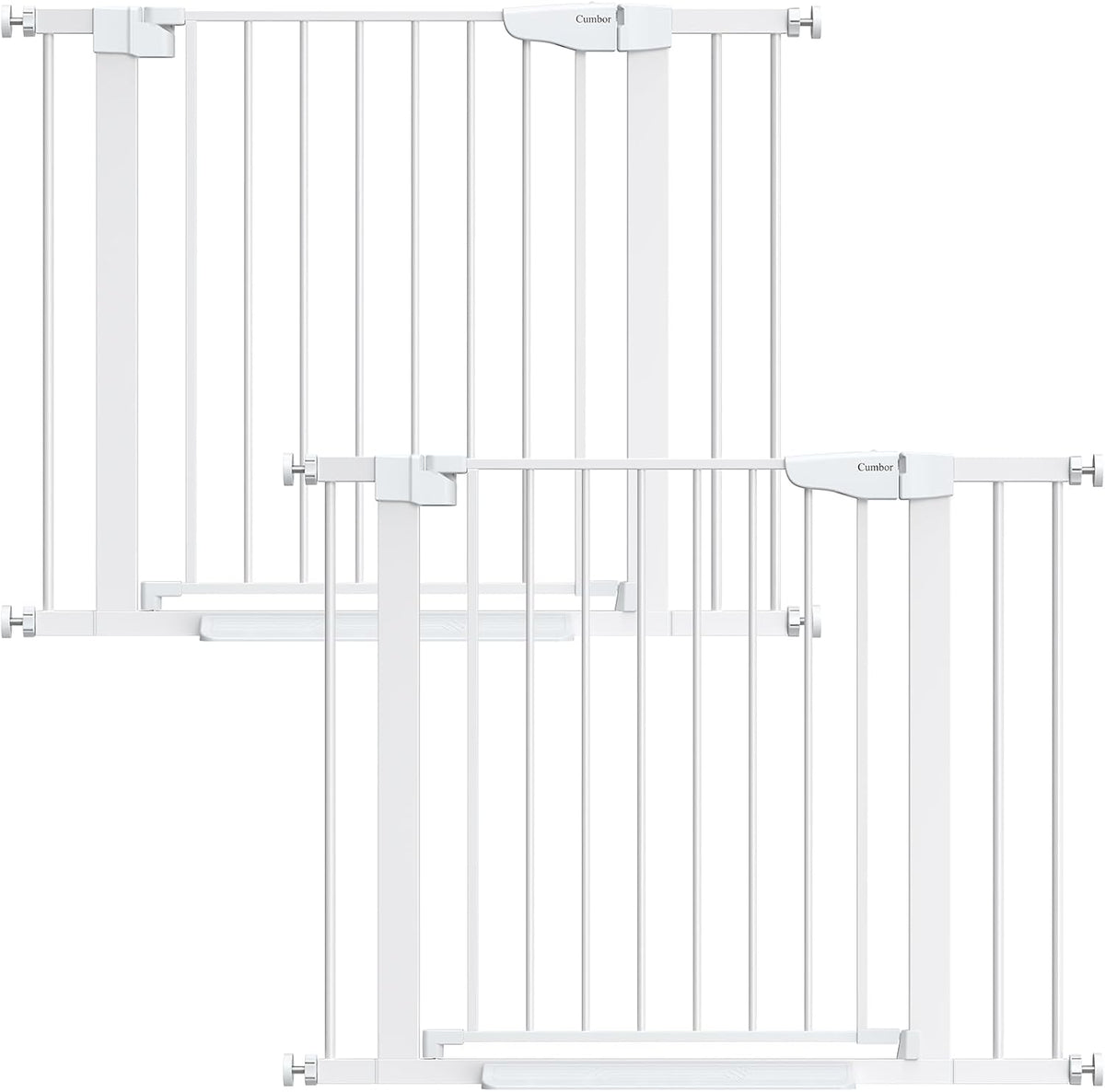 Cumbor 2 Pack| 29.7"-40.6" x 30.5" | Baby Gate for Stairs | Mom's Choice Awards Winner | White - aborderproducts
