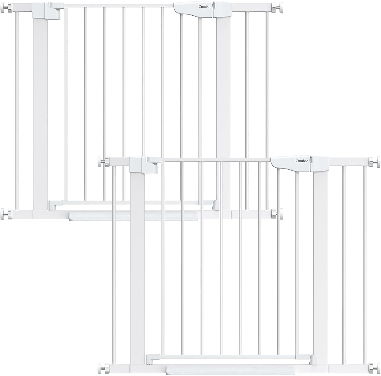Cumbor 2 Pack| 29.7"-40.6" x 30.5" | Baby Gate for Stairs | Mom's Choice Awards Winner | White - aborderproducts