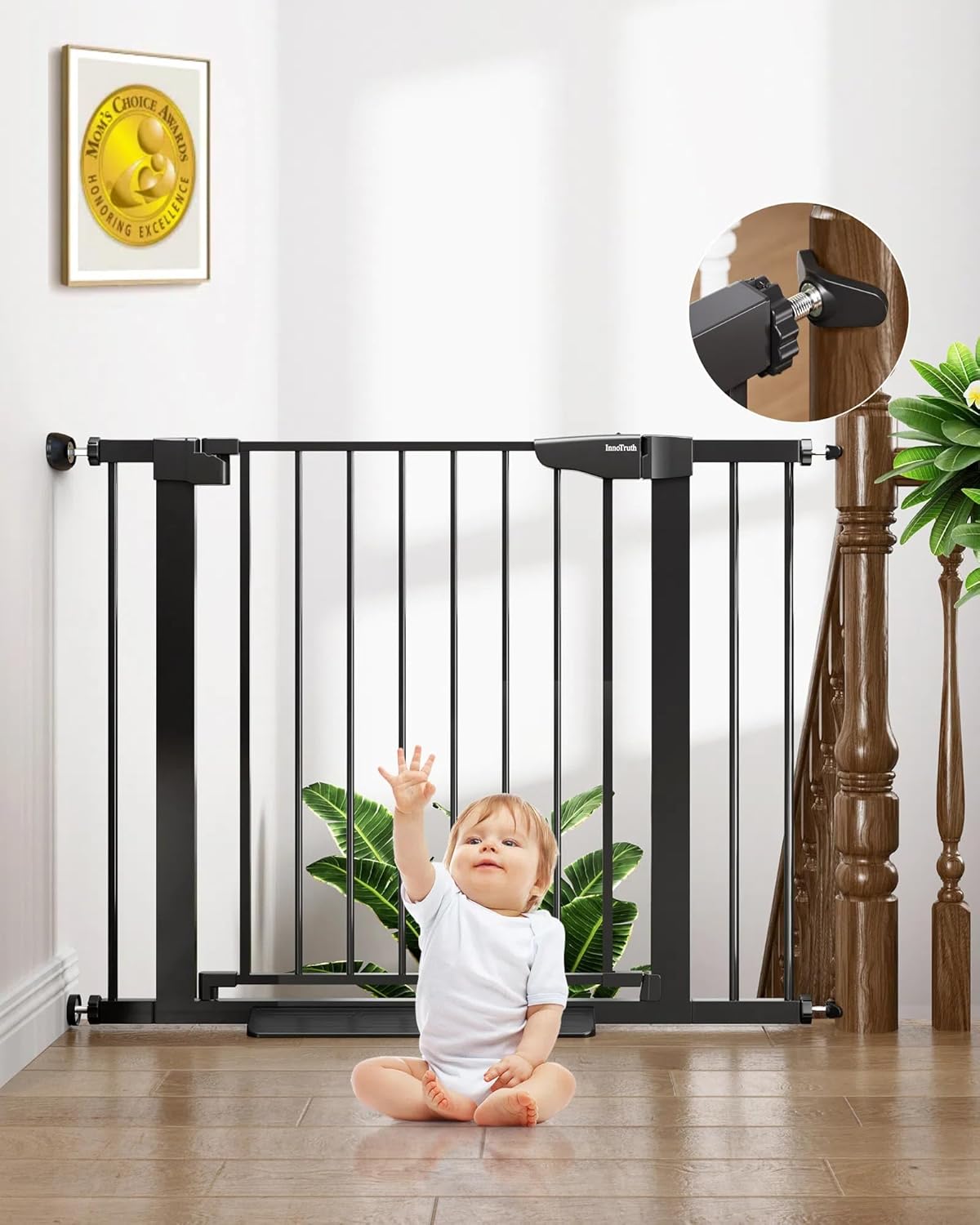 Cumbor Baby Gate | Dog Gate | 29.7-40.6"W x 30.5"H | Black - aborderproducts