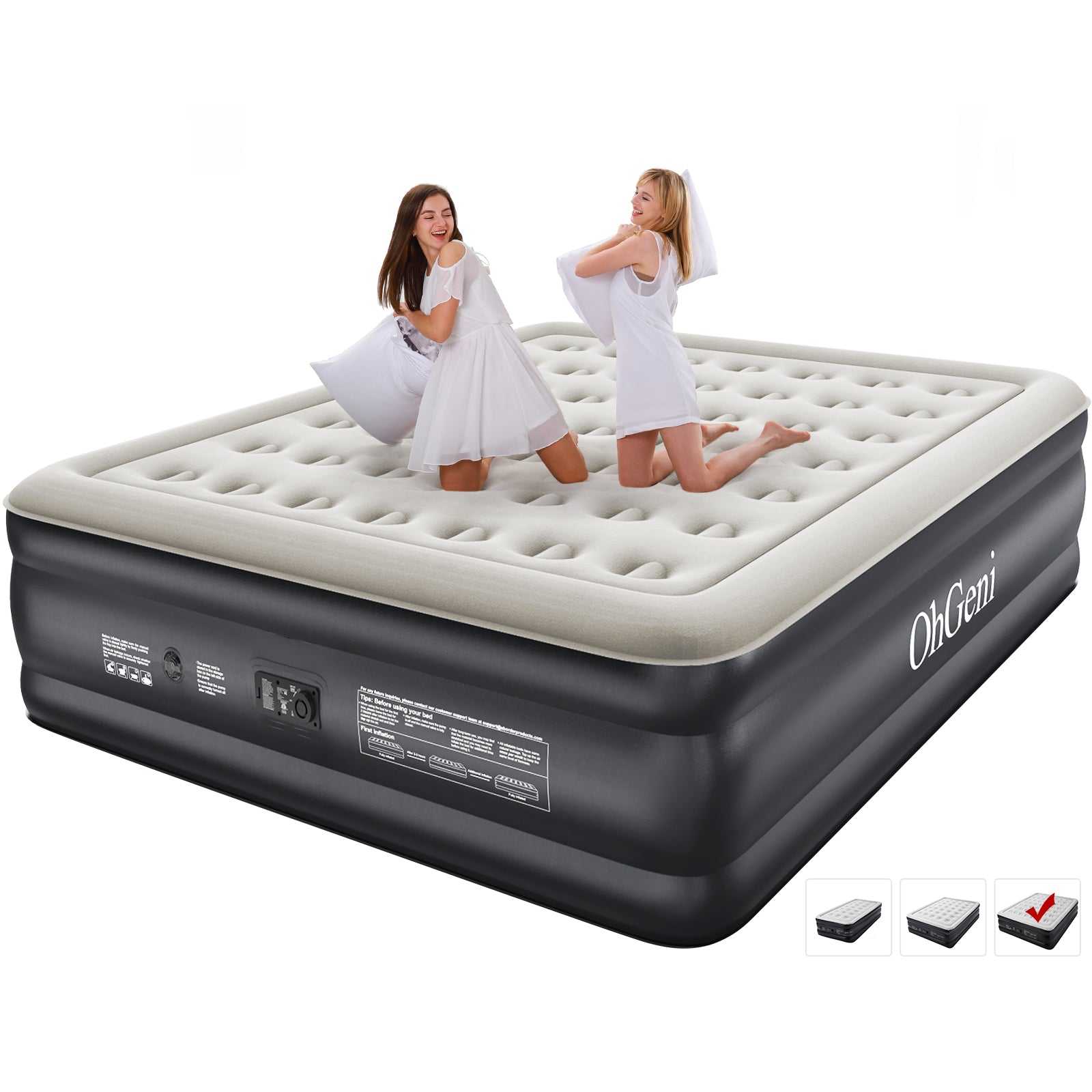 OHGENI | AIR MATTRESS | 18 INCH HEIGHT | Cal King | BLACK - aborderproducts