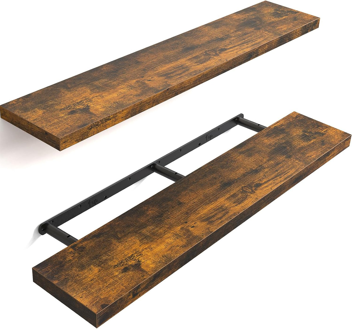 BAYKA | Floating Shelves | 48 inches | 2-Pack | Rustic Brown - aborderproducts