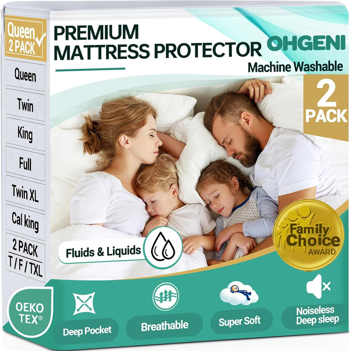 OhGeni | Microfiber Mattress Protector | Queen Size | 2 Pack - aborderproducts