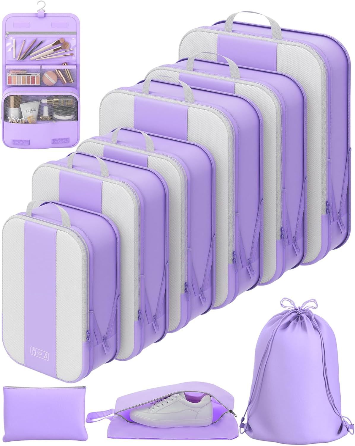 OlarHike | Compression Packing Cubes | 10 Sets | Light Purple - aborderproducts