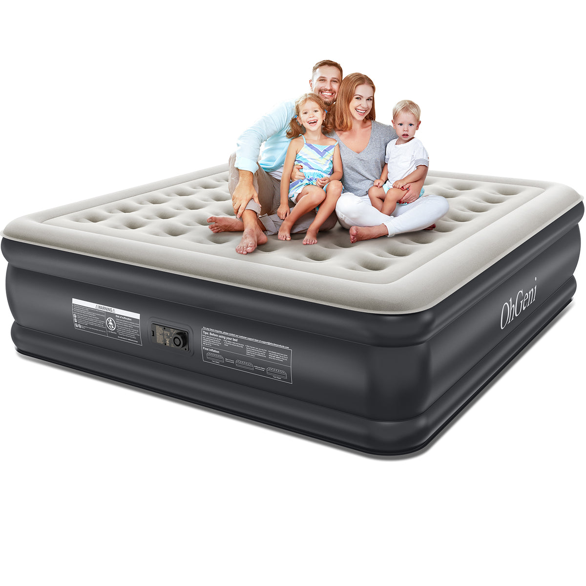 OhGeni | Air Mattress | King Size | 18'' | Black - aborderproducts