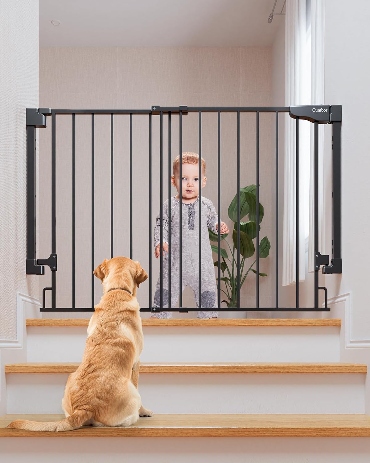 Cumbor | Safety Gate | No Bottom Bar | 29.2-43" | Black - aborderproducts