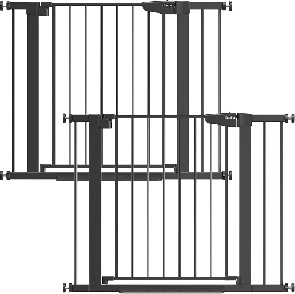 Cumbor 2 Pack| 29.7"-40.6" x 30.5" | Baby Gate for Stairs | Mom's Choice Awards Winner | Black - aborderproducts