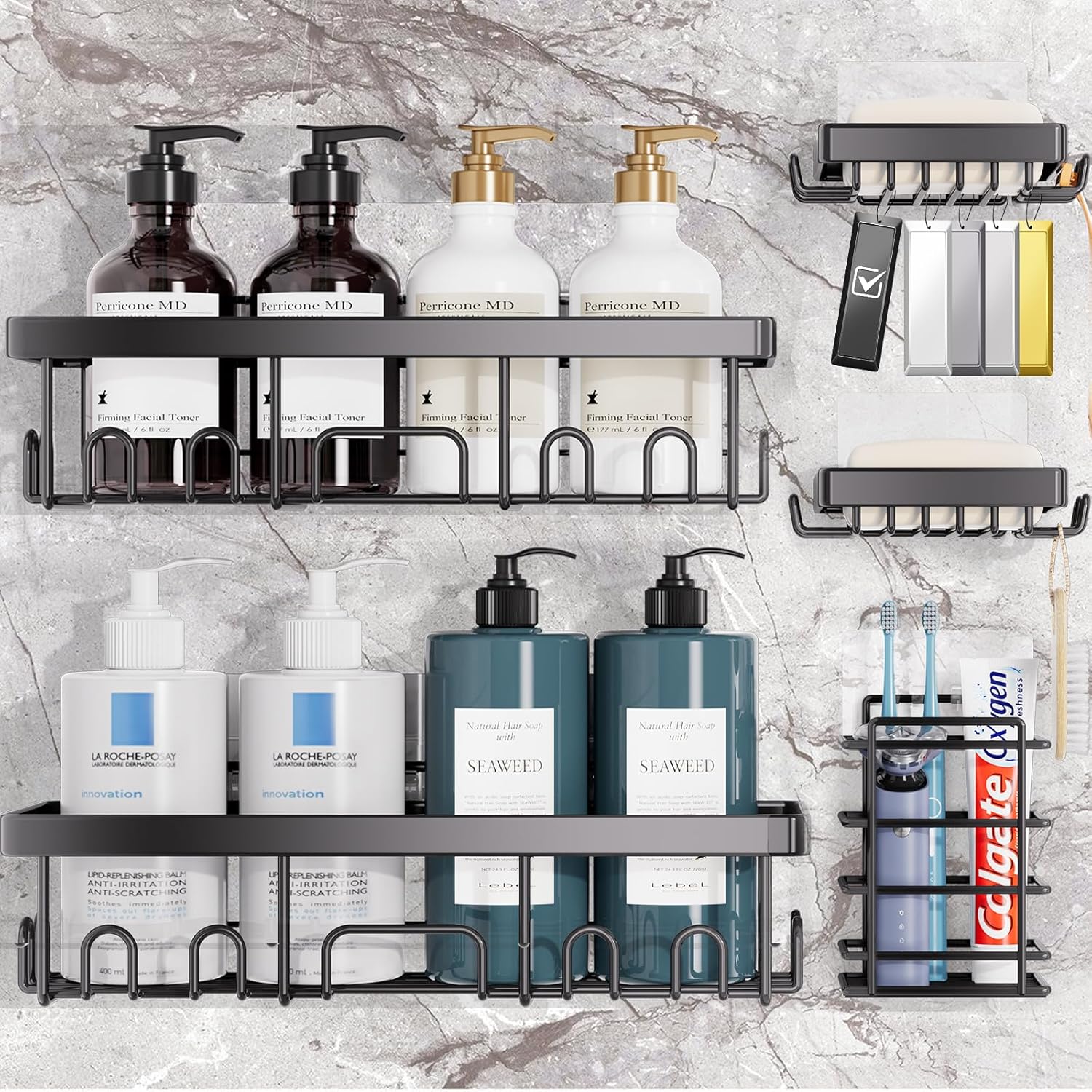 Veken | Shower Caddy | 5-Pack | Black - aborderproducts