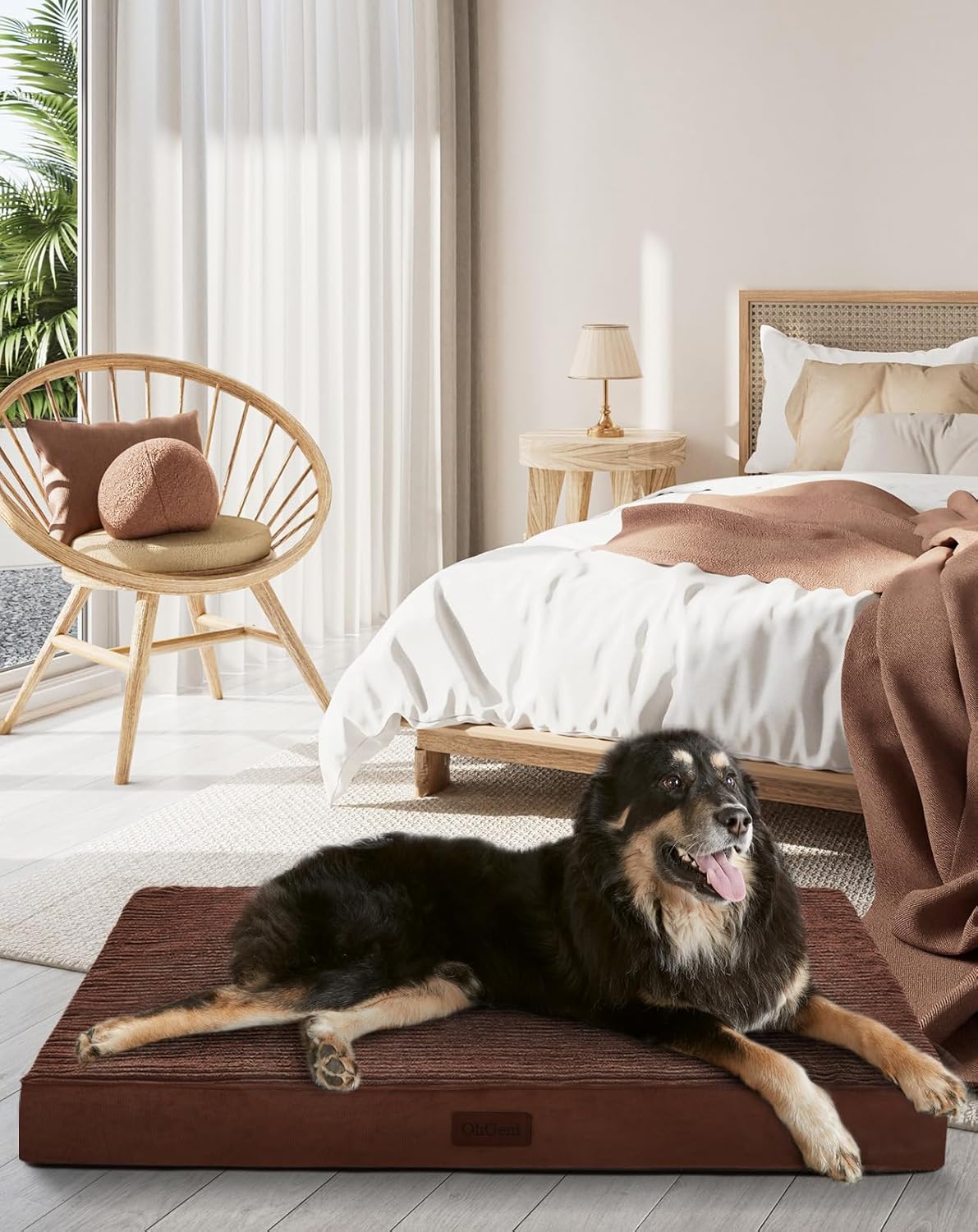 OhGeni | Dog Bed | 41 Inch | Brown - aborderproducts