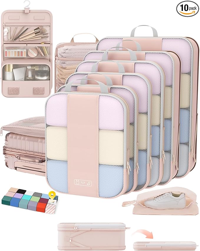 OlarHike | Compression Packing Cubes | 10 Sets | Beige - aborderproducts