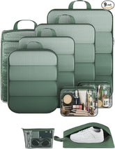 Veken 9 Set Compression Packing Cubes(Dark Green) - aborderproducts