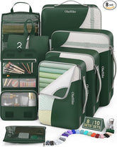 8 Set Packing Cubes for Travel, Gifts for Women Mom,Anti-Tearing Suitcase Organizer for Luggage with Shoe & Hanging Toiletry Bag,OlarHike Vacation Essentials & Accessories for Cruise Ship,Dark Green - aborderproducts