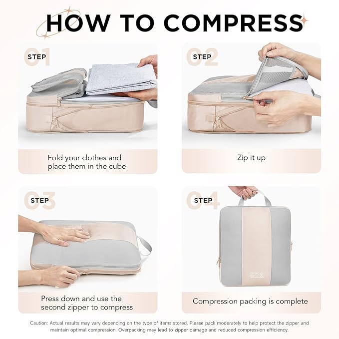 OlarHike | Compression Packing Cubes | 10 Sets | Beige - aborderproducts