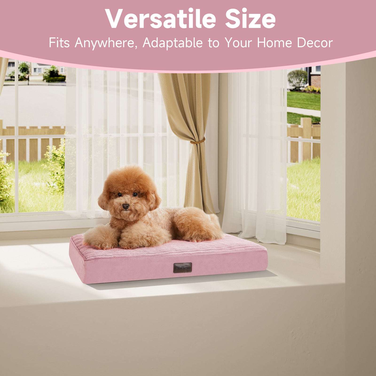 OhGeni | Orthopedic Waterproof & Machine Washable Dog Bed | 24 Inches | Pink