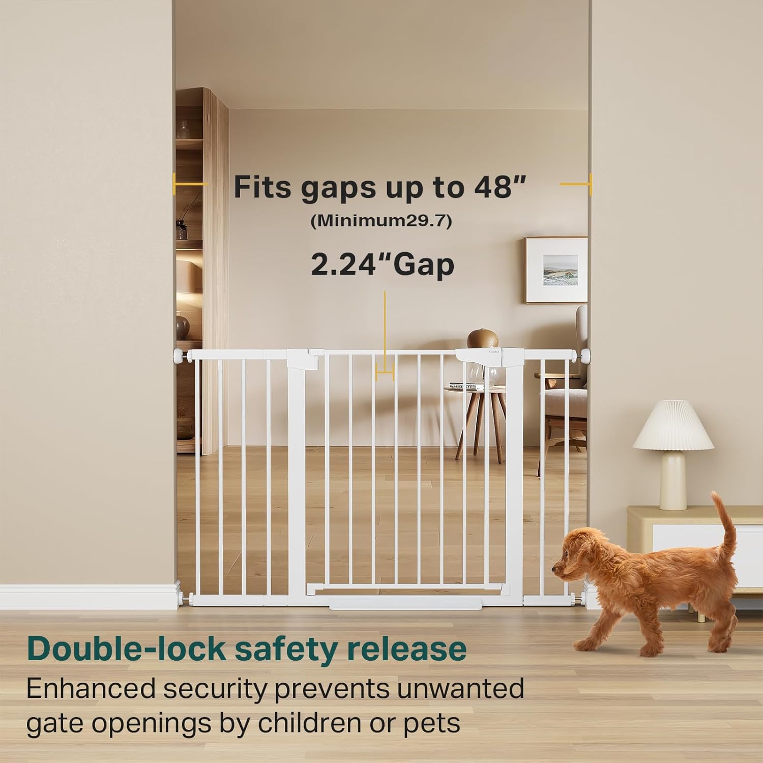 Cumbor | Safety Gate | 29.7-48"W x 30.5"H | White - aborderproducts