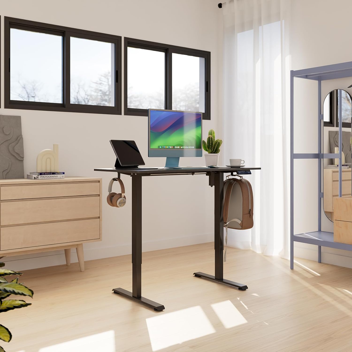 Veken | Electric Standing Desk | 48 Inch | Black - aborderproducts