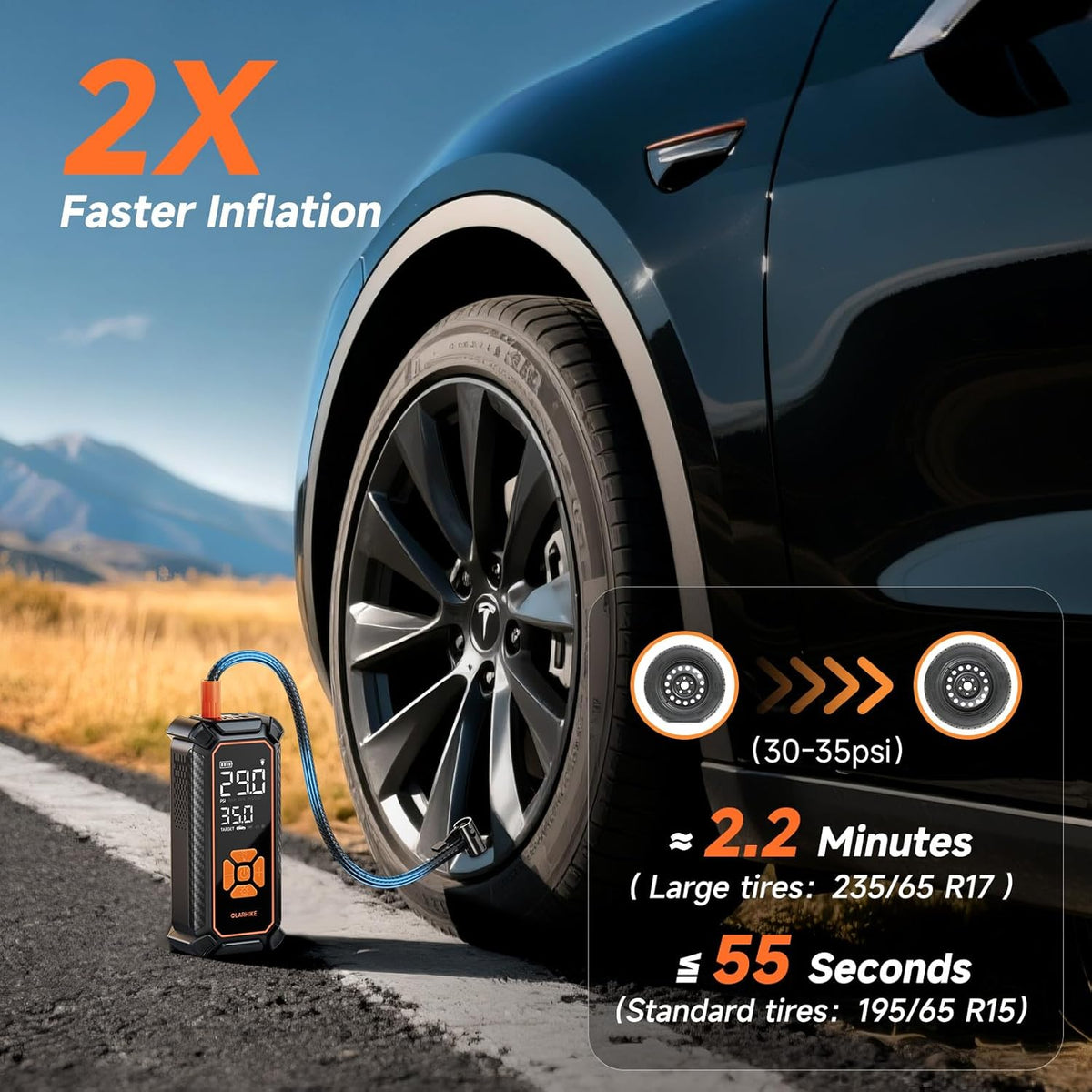 OlarHike | Tire Inflator | 6000mAh | Orange - aborderproducts