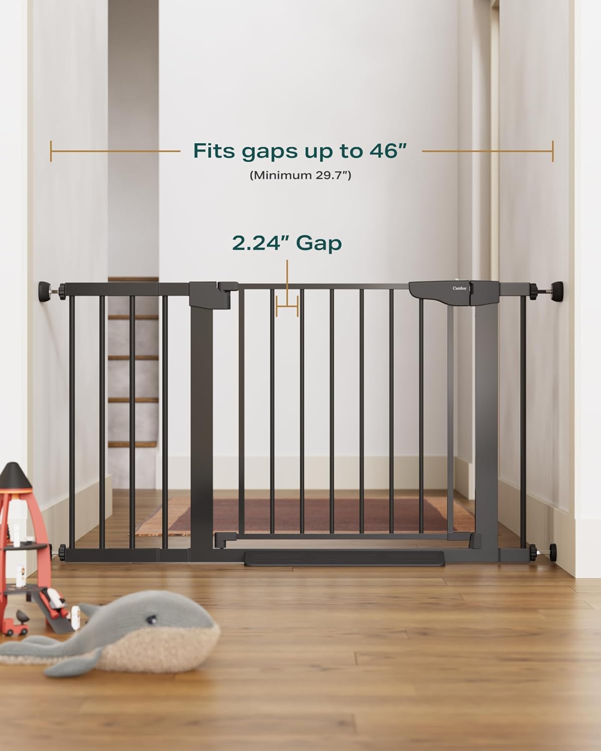 CUMBOR | SAFETY GATE | 29.7''-46'' | 2 PACKS | BLACK - aborderproducts