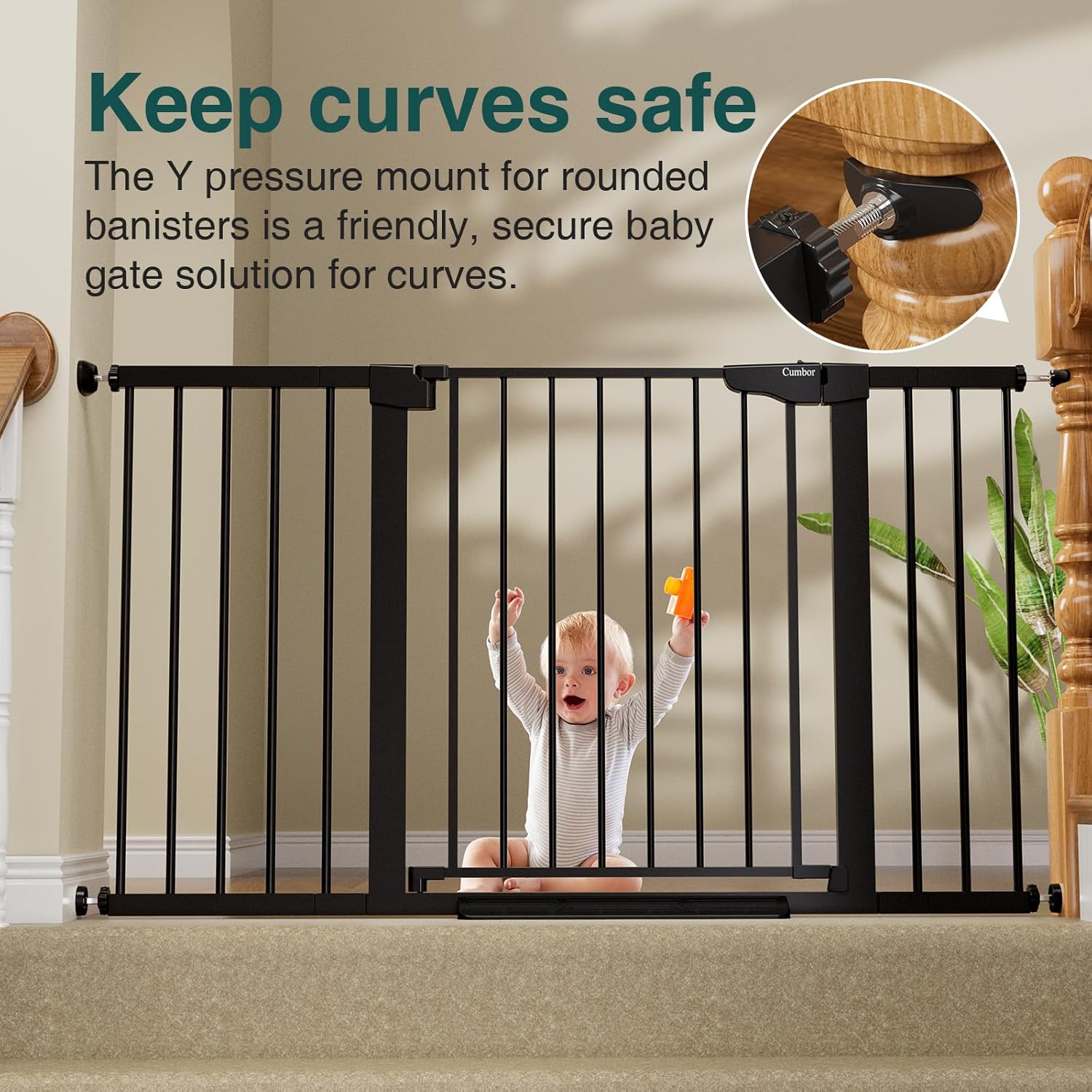 CUMBOR | SAFETY GATE | 29.7-54.2 x 30.5" | BLACK - aborderproducts