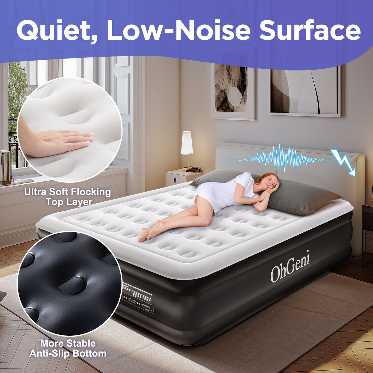 OHGENI | AIR MATTRESS | 18 INCH HEIGHT | Cal King | BLACK - aborderproducts