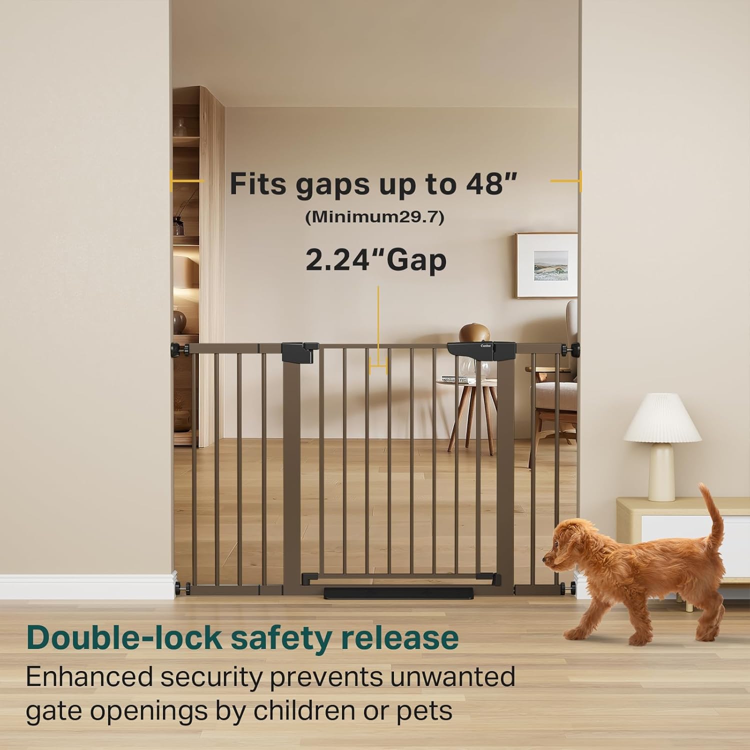 Cumbor | Safety Gate | 29.7-48"W x 30.5"H | Brown - aborderproducts