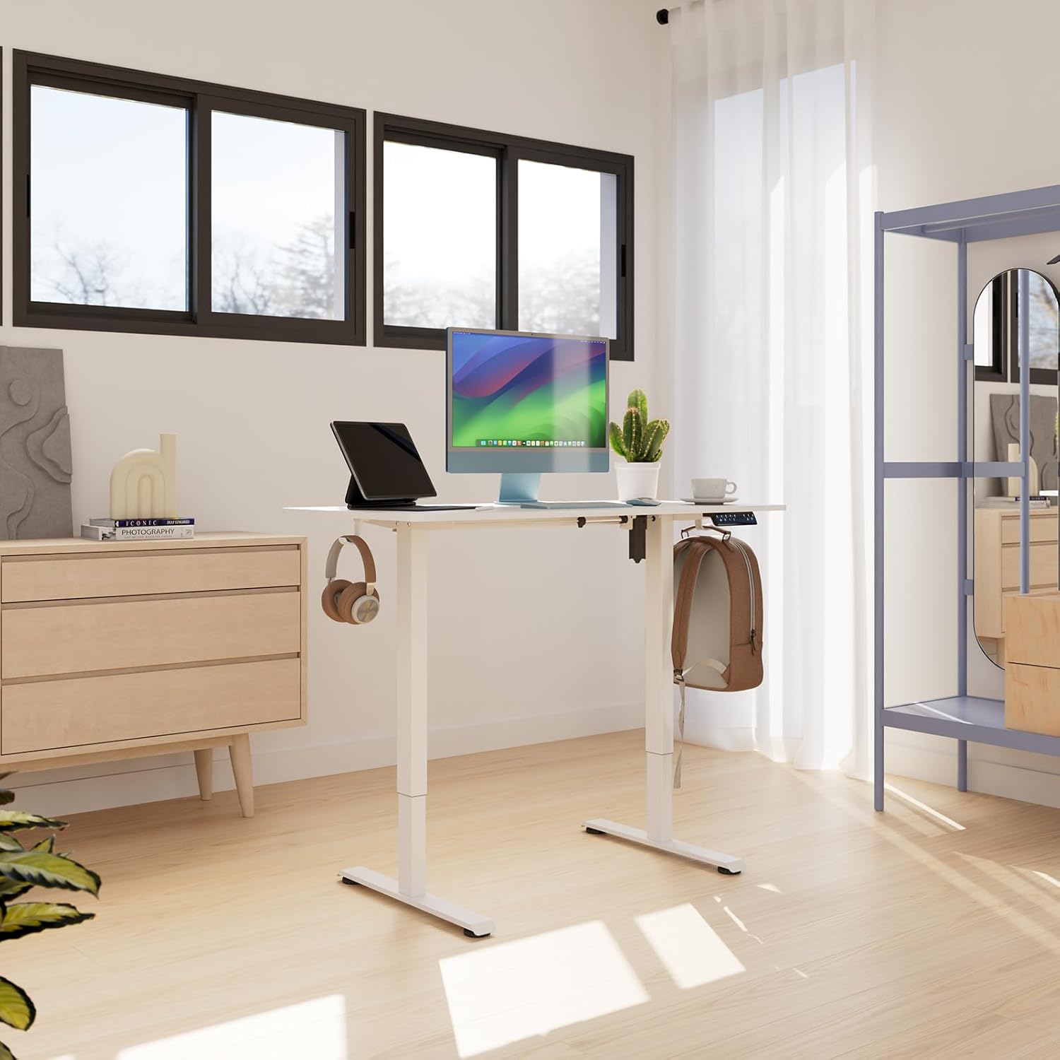 Veken | Electric Standing Desk | 48 Inch | White - aborderproducts