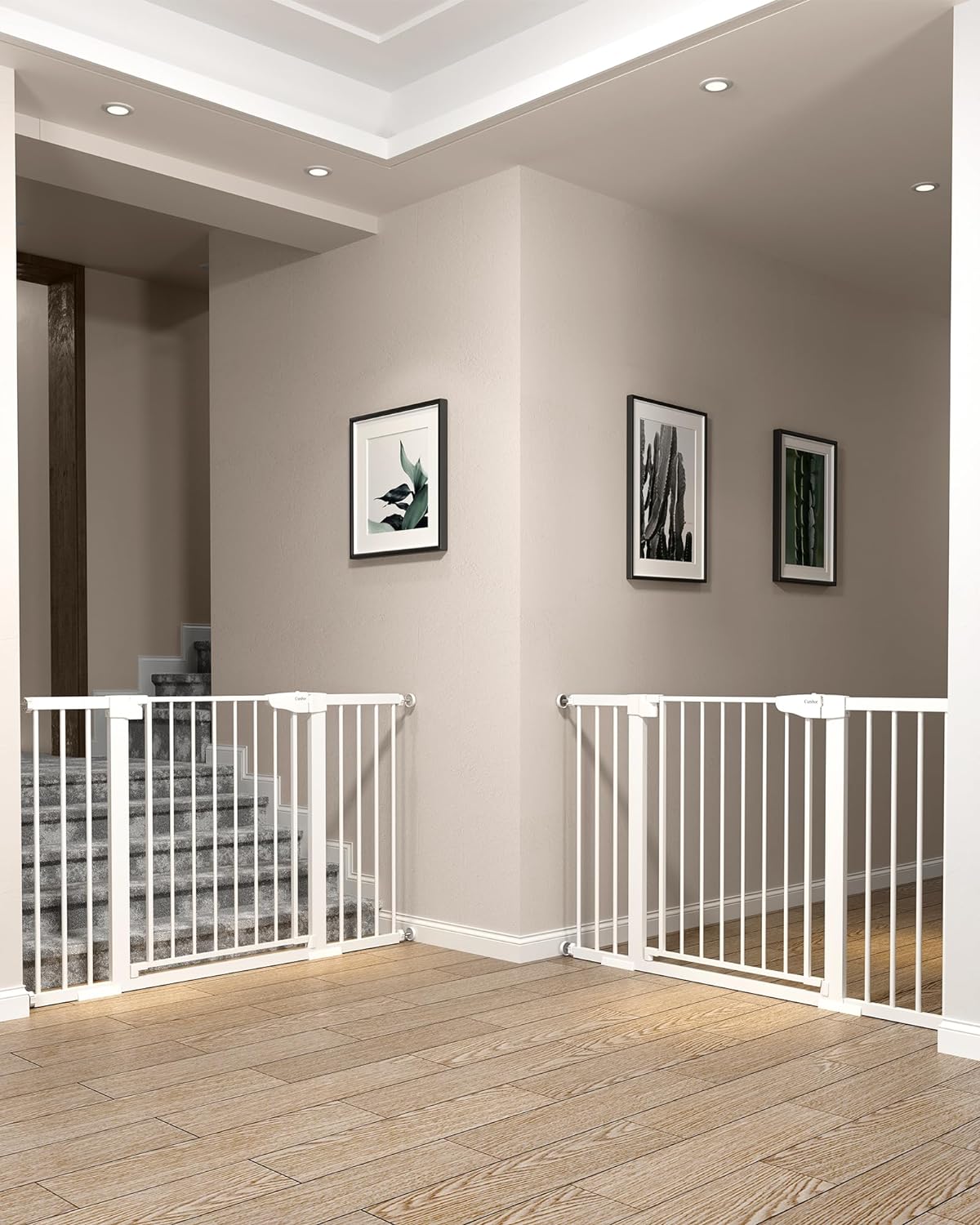 Cumbor | 2 Pack | 29.7"-51.5" x 30.5" | Baby Gate Extra Wide | White - aborderproducts