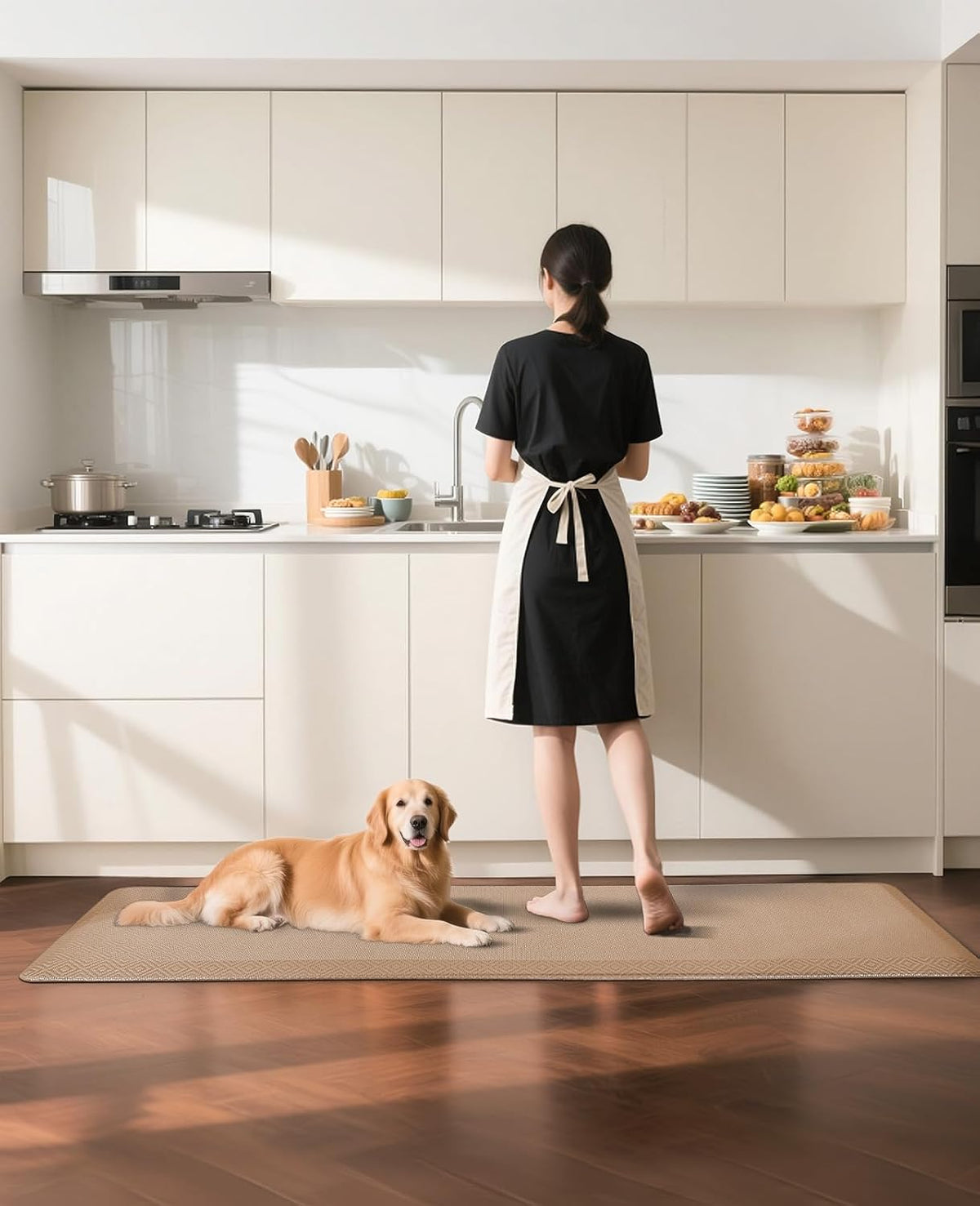 Ophanie | Anti Fatigue Standing Cushioned Mat | 24'' x 70'' | Beige - aborderproducts